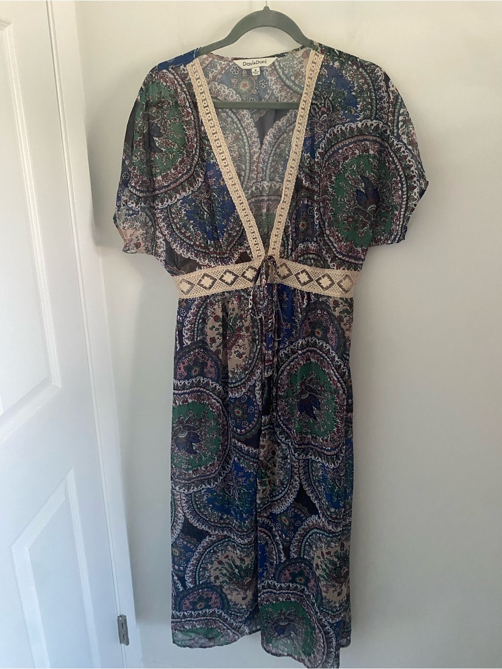 Davi&Dani Paisley V-Neck Maxi Duster